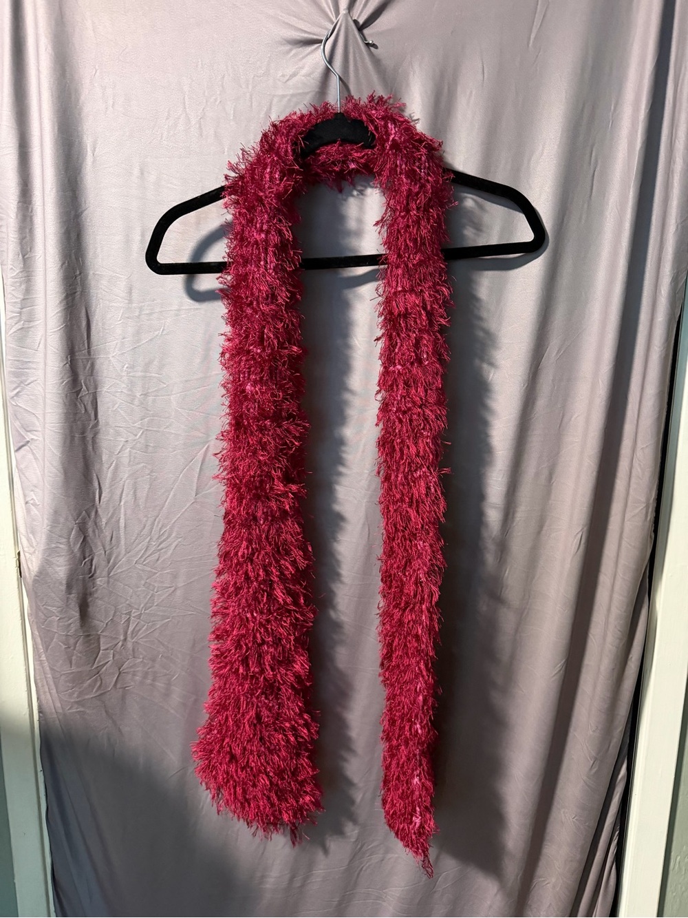 Handmade Feathered Scarf - Deep Raspberry
